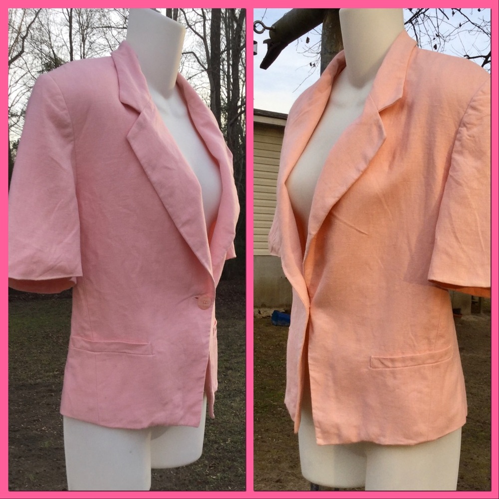 Vtg Crop Linen Blazer, sz 6